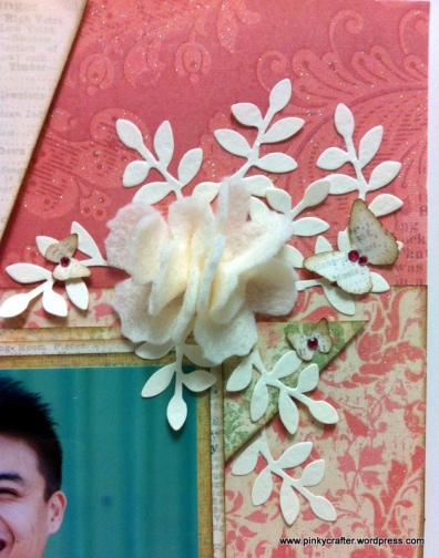 Epic Moments Scrapbook layout :close up of felt flowers